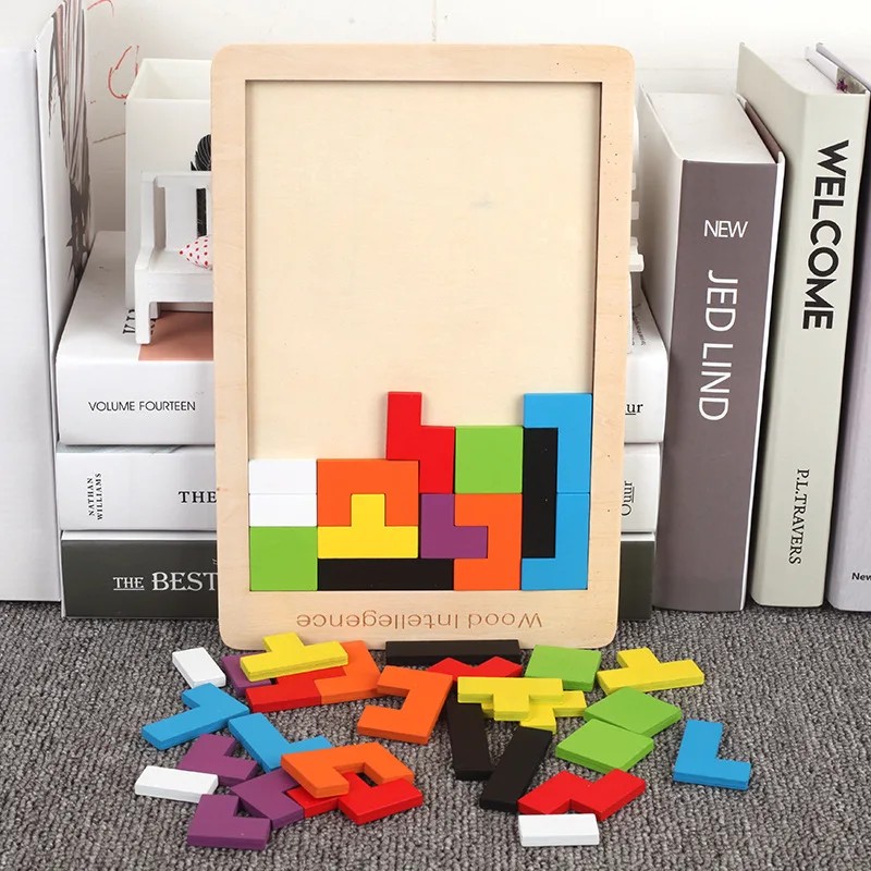 3D Wooden Puzzle Toy Color Shape Cognition Brain Games for Children Wood Jigsaw Baby Puzzles Toys Ta