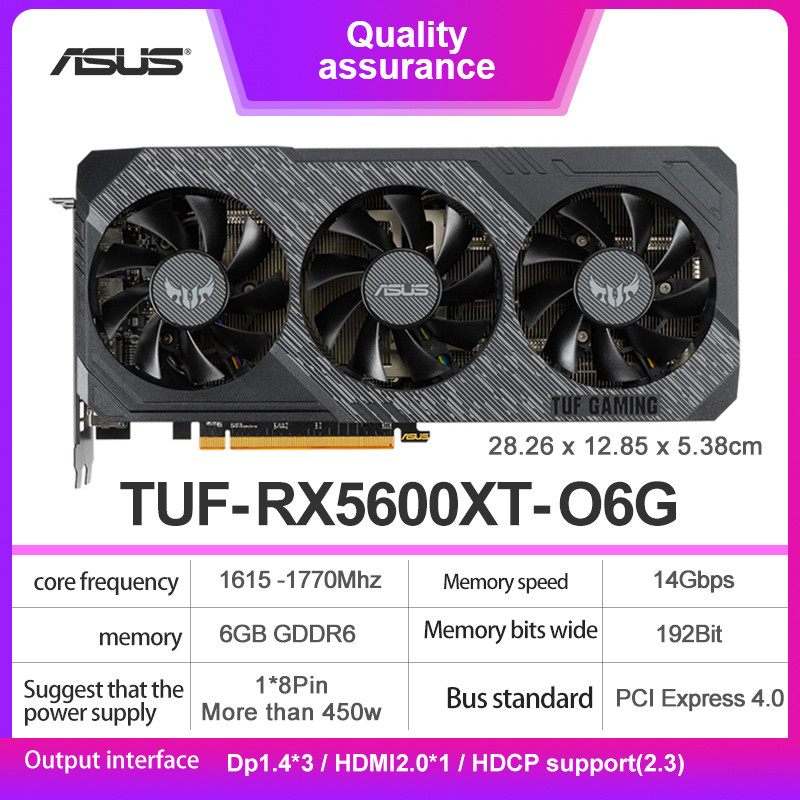 ASUS Graphics Cards AMD RX 5600 XT 6GB GDDR6 Mining GPU Video Card 192Bit Computer RX5600XT