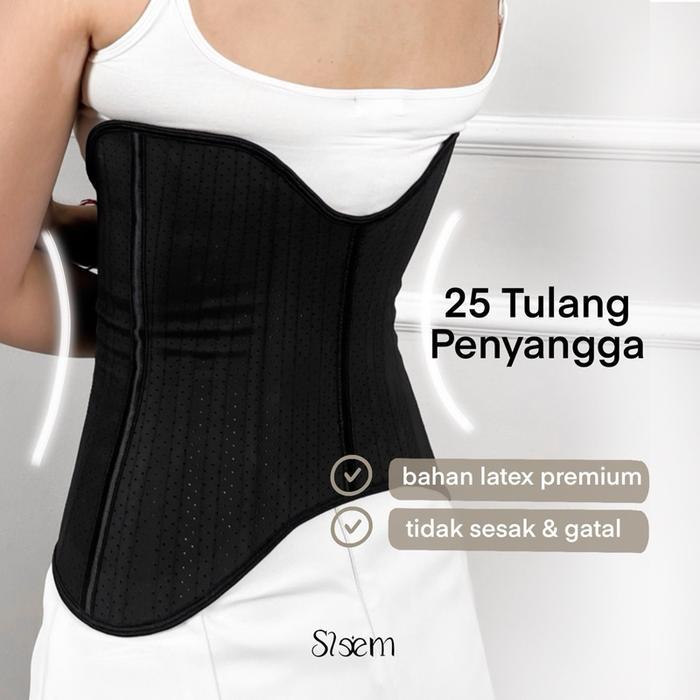 [Sleem] Korset Pinggang 25 Tulang Model V25 Full Latex Korset Pengikat Perut Berpori 25 Tulang +