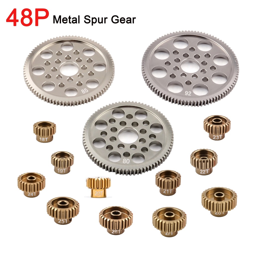 Universal Aluminum 48P Spur Gear 92T 85T 80T Pinion Motor Gears 19T 20T 21T 22T 23T 24T 25T 26T 31