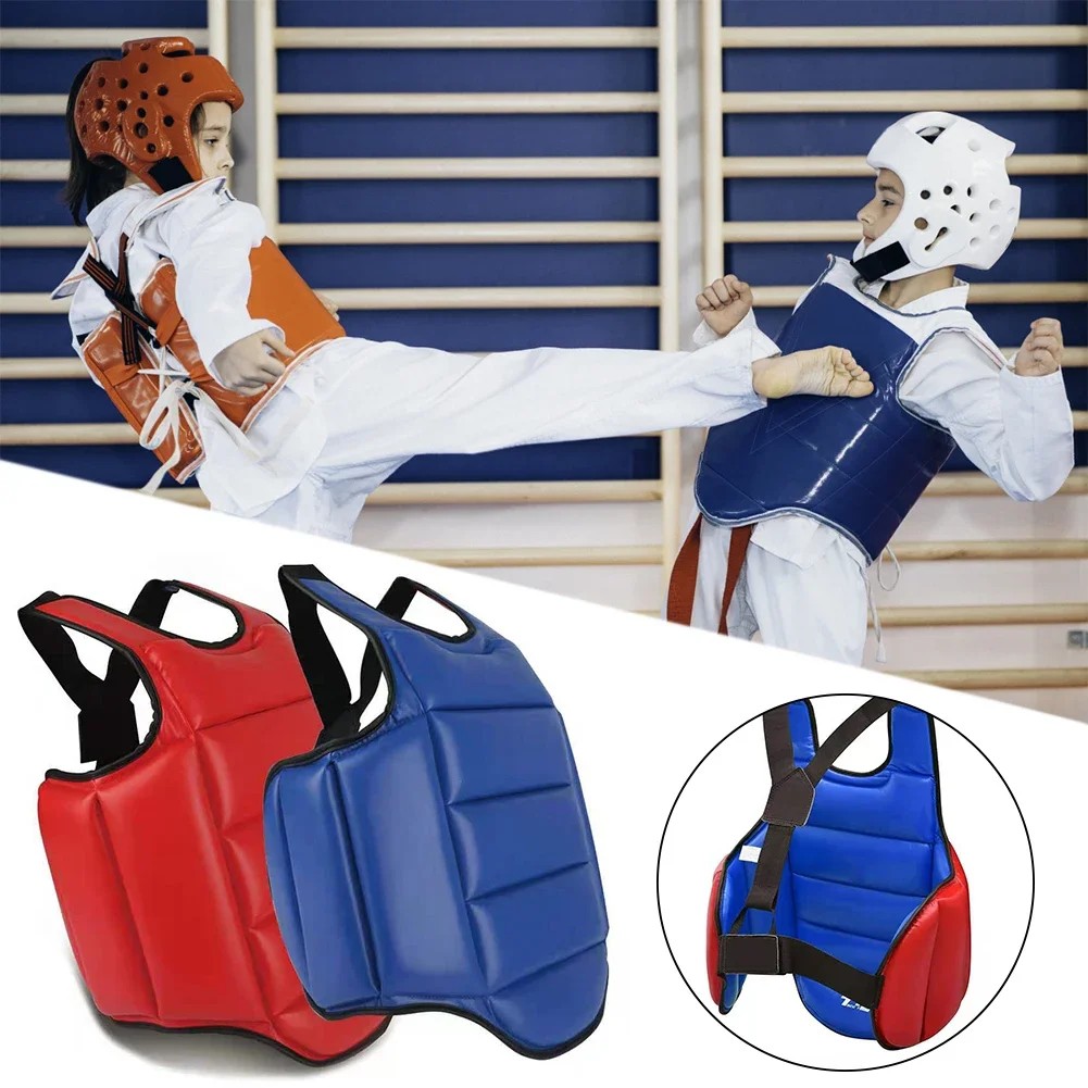 Reversible Taekwondo Chest Guard Body Protector Vest Martial Arts Rib Shield Armour Training Uniform
