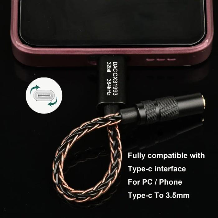 iklk- Conexant Cx31993 Pro Hifi Dac Type C To Jack 3.5Mm Aux Audio Adaptor