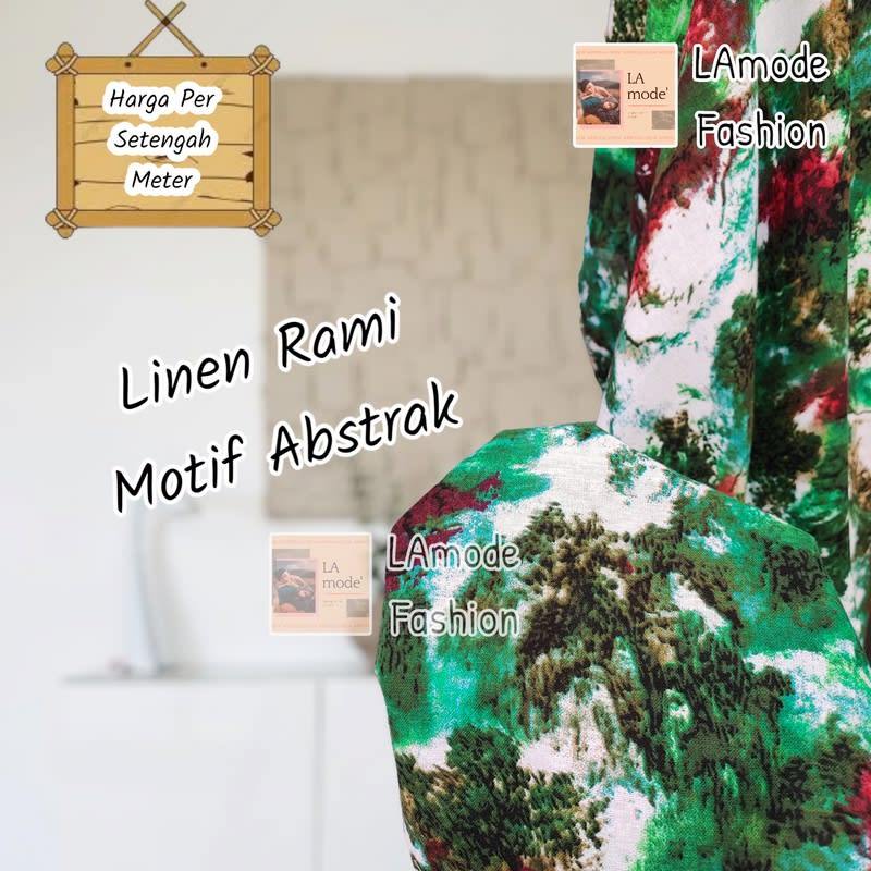 Kain Linen Rami Motif Abstrak