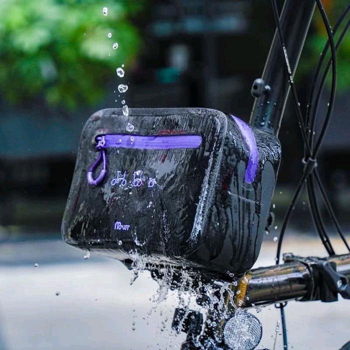 MOVER TAS DEPAN BROMPTON ANTI AIR 25X8X16,5CM WARNA VIOLET PINK KUNING UNTUK SEPEDA LIPATAN 3