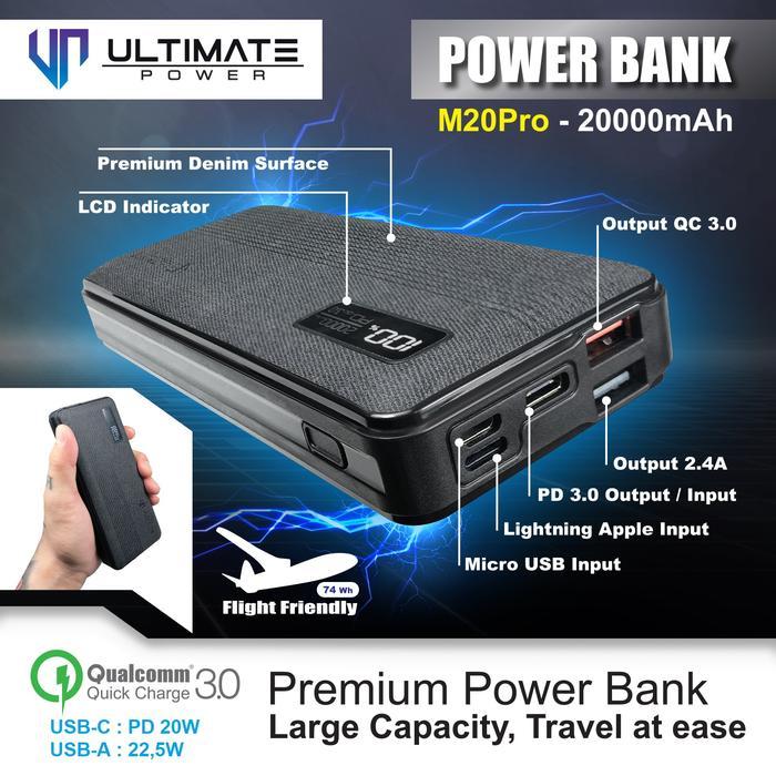 j2l6- Ultimate Power M20 Pro Qc+Pd Fast Charging Powerbank 20000Mah