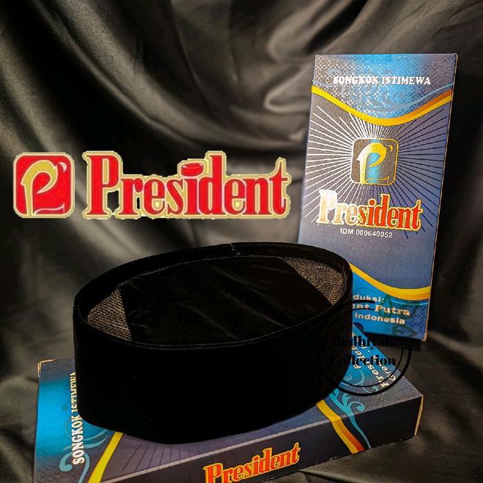Songkok Peci PRESIDENT AC original kopiah polos hitam peci president