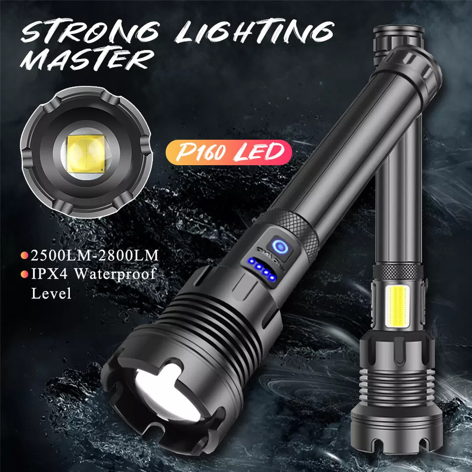 XHP70 XHP90 COB Aluminum Rechargeable Zoom Multi-Function Flashlight Tactical Self-Defense Custom Fl