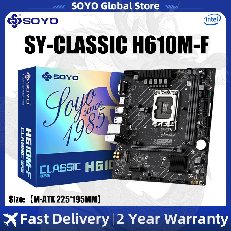 SOYO New Classic H610M-F Motherboard DDR4 Memory LGA1700 Slot Dual-channel USB3.2 M.2 I/N Supports I