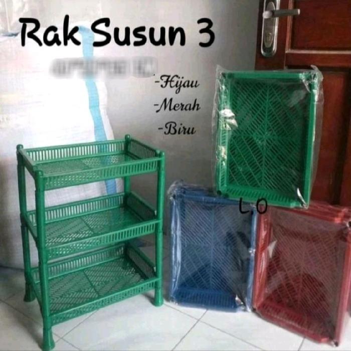 TERMURAH Rak plastik besar serbaguna 3 susun/rak piring/rak gelas/rak bumbu