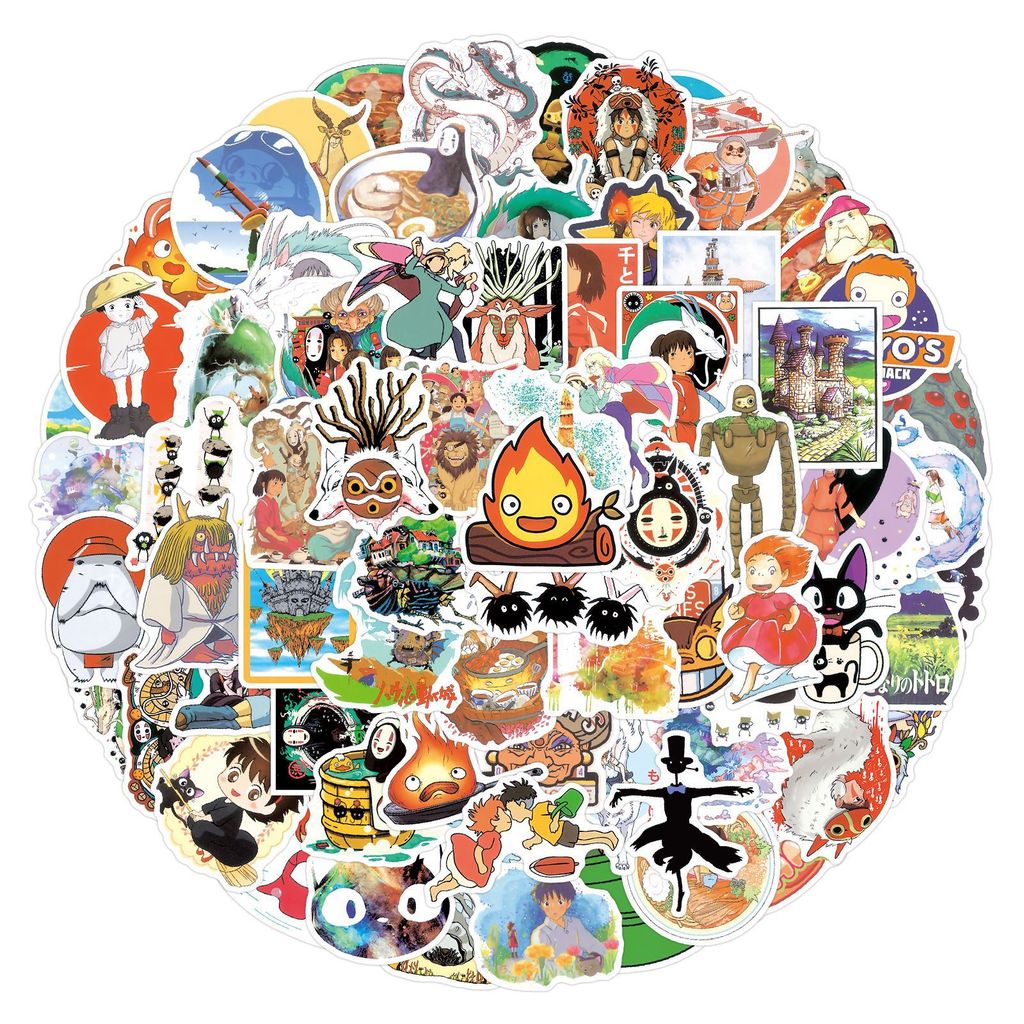 100Pcs Ghibli Hayao Miyazaki Stickers Diy Stickers Scrapbooking Phone Luggage Skateboard Waterproof