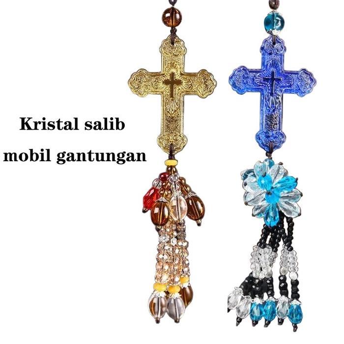 Gantungan Mobil Salib Kristen Crystal Salib Mobil Gantungan Aksesori Hiasan Mobil Gantungan Salib