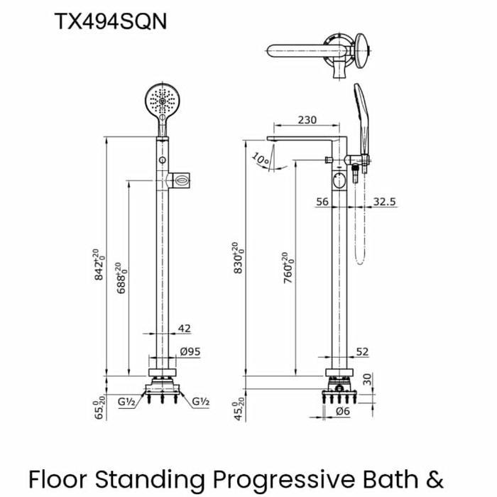 KRAN BATHUB STANDING TOTO TX494SQN / KERAN BATH TUB TOTO TX 494 SQN