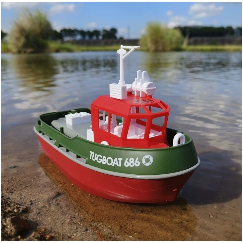 1:72 Scale Remote Controlled Boat 686 Dual Motor Simulated Tugboat Mini Tugboat Rechargeable