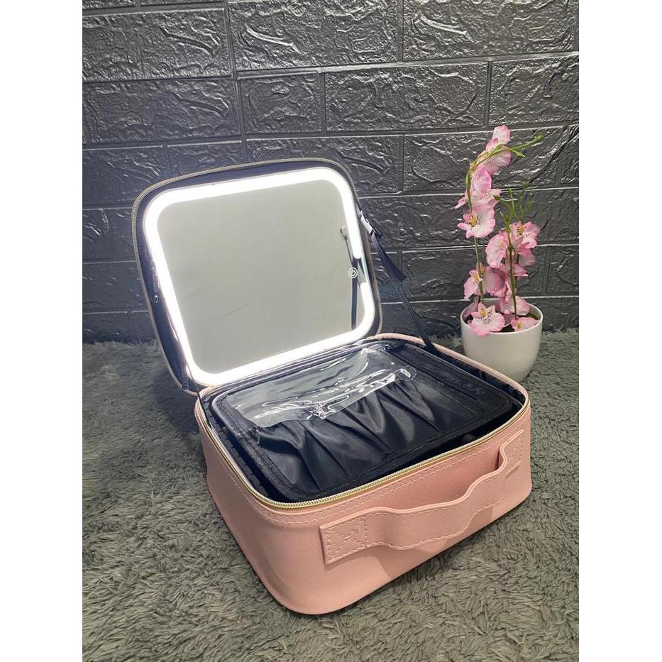oawc- Cermin Led Tas Kosmetik Tas Make Up Cermin Lampu Beauty Case