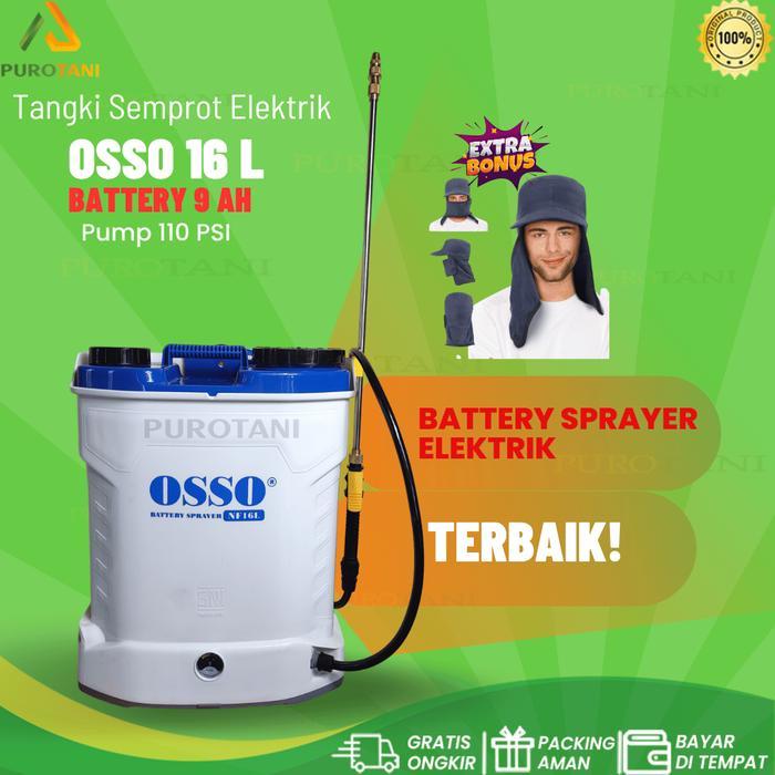 Puro Sprayer Elektrik OSSO 16L 110 PSi Battery 9aH Tangki Cas Elektrik 16L CUCI GUDANGYQ421
