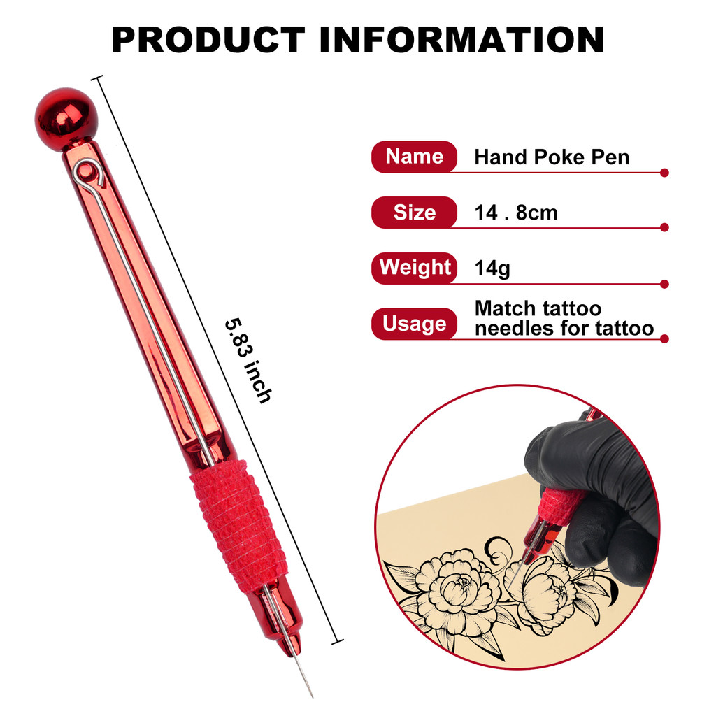 3D Hand Poke Stick and Poke Tattoo Kit DIY Tattoo Ink Gloves Ink Cup Tattoo Needles Set 3RL Needles 