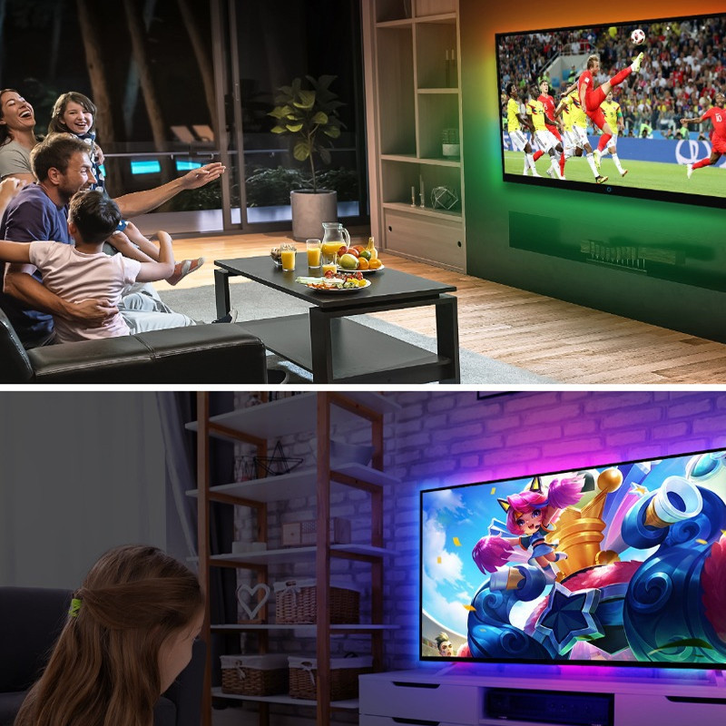 1m 2m 3m 5m TV LED Backlight Strip Lights with USB Music Sync Box WS2812 DC5V 5m 150leds for Game Be