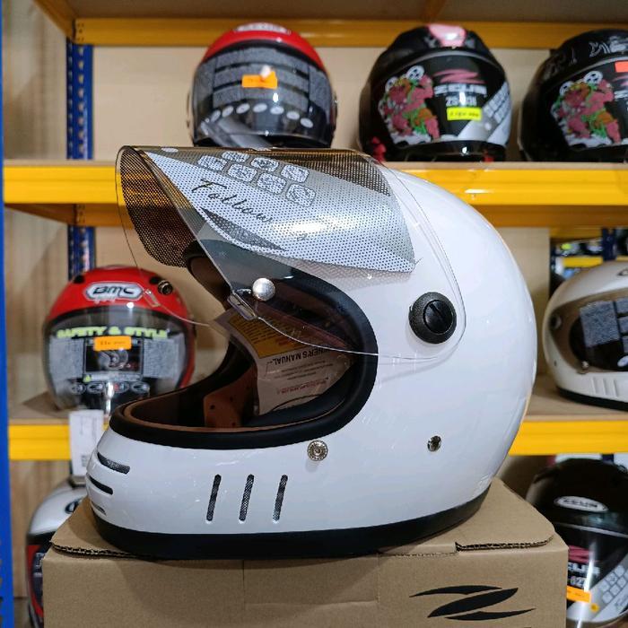 Zeus Zs816E Zs 816 Helm Full Face Vintage White Cakil
