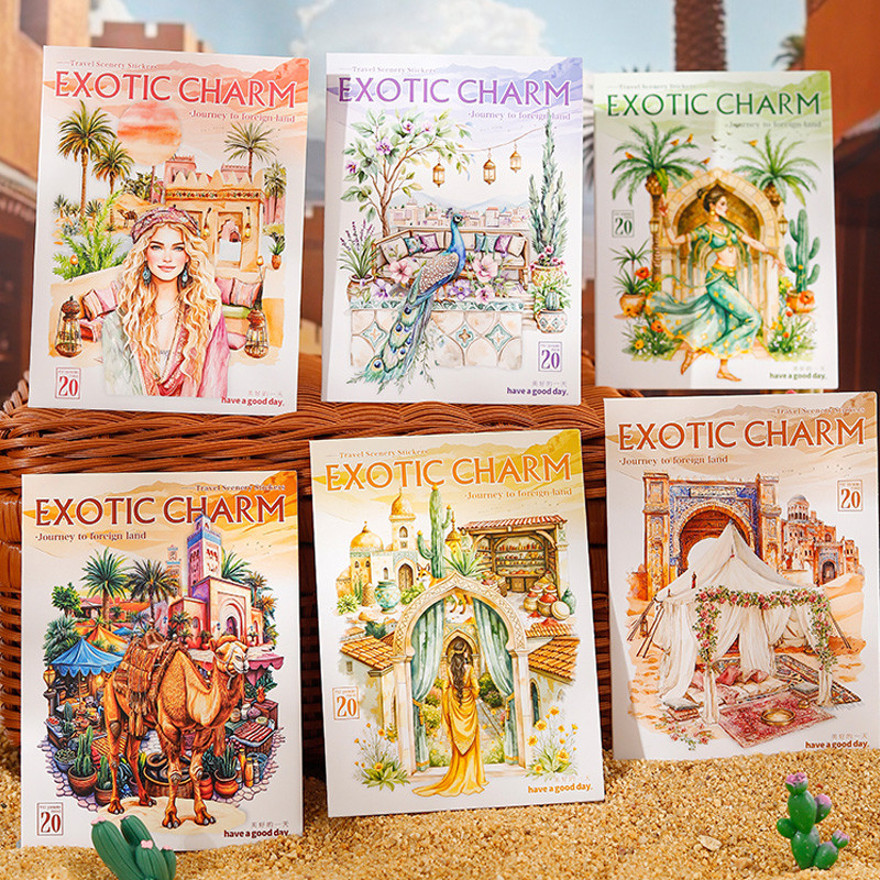 Mr Paper 60pcs Exotic Journey Series Travel Scenery Stickers DIY Handbook Collage Phone Case Laptop