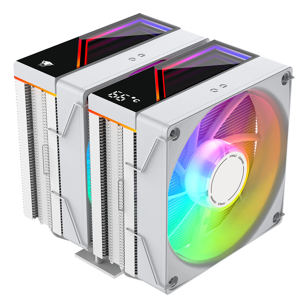 [Value Twin Tower] Jungle Leopard KF620 CPU Cooler - Real-Time Temp Display, 6 Pipes, Dual PWM ARGB