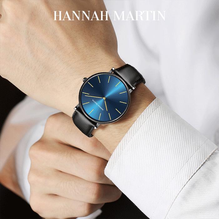 HANNAH MARTIN JAM TANGAN PRIA 100% ORIGINAL KEREN SANGAT TIPIS QUARTZ COWOK COUPLE KULIT ANTI AIR