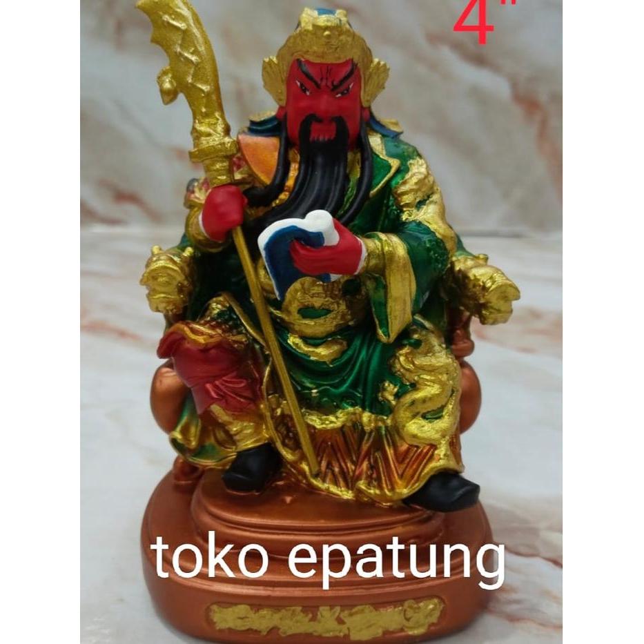 patung dewa kwan kong / kwan kung - duduk - fiber - 4 inch - l2