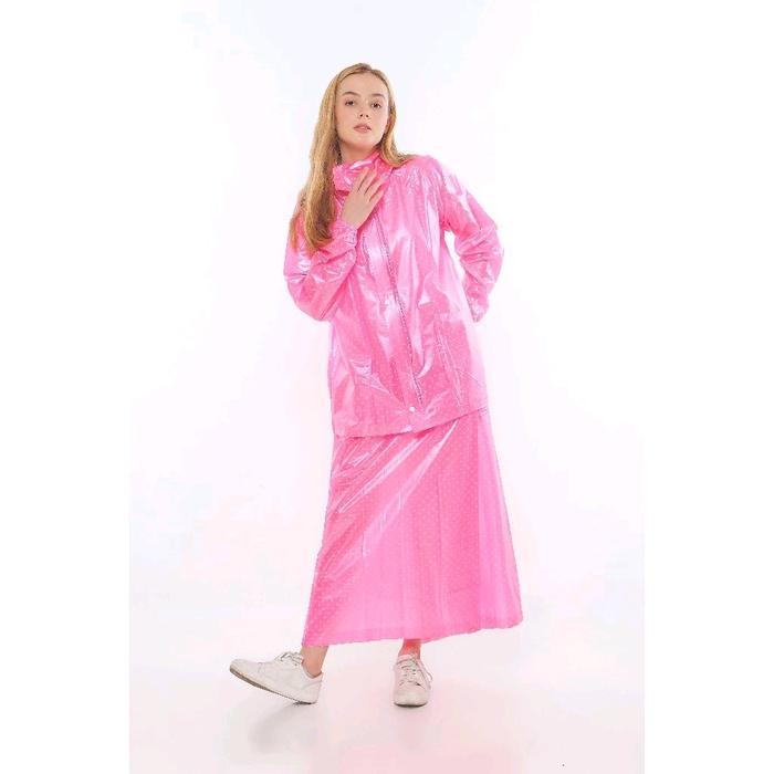 Jas Hujan Jaket Rok Polkadot 870 Plevia - Mantel Setelan Rok Pvc