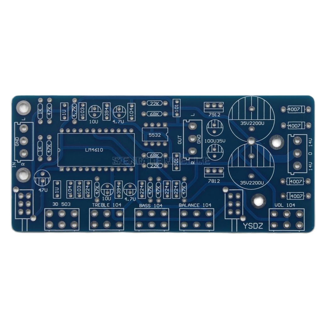 LM4610 HiFi Preamplifier Board PCB With 3D Surround Equal Loudness Volume