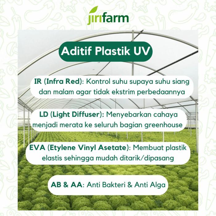 Yukkirim- Jirifarm - Plastik Uv Green House Tebal 200 Micron 14% Lebar 6 Meter Eceran Per Meter