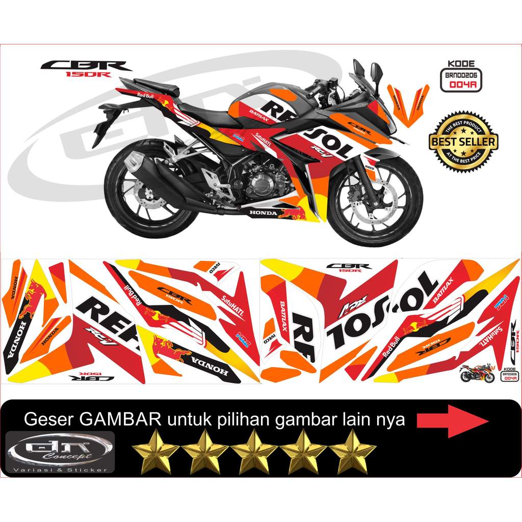 Sticker Lis Striping CBR 150R Facelift decal Stiker Motor Variasi Repsol