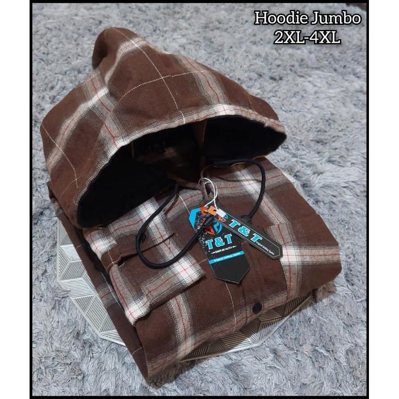 Promo Kemeja Flanel Hoodie Jumbo Xxl Xxxl Xxxxl Pria Flanel Kupluk Distro Bahan Flanel Size Lokal