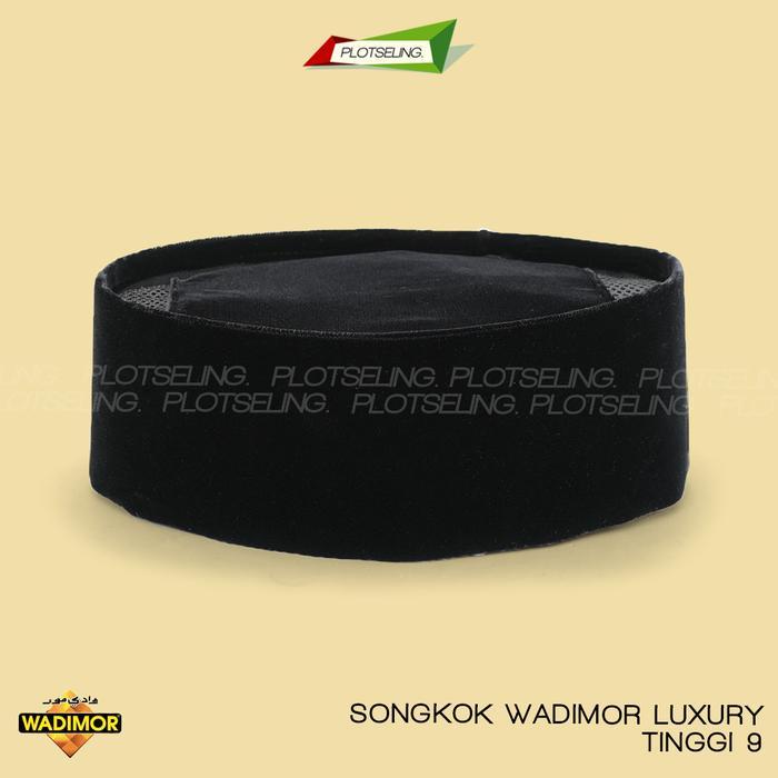 Songkok WADIMOR LUXURY Hitam AC Tinggi 9 Anak dan Dewasa Nomor 5-9