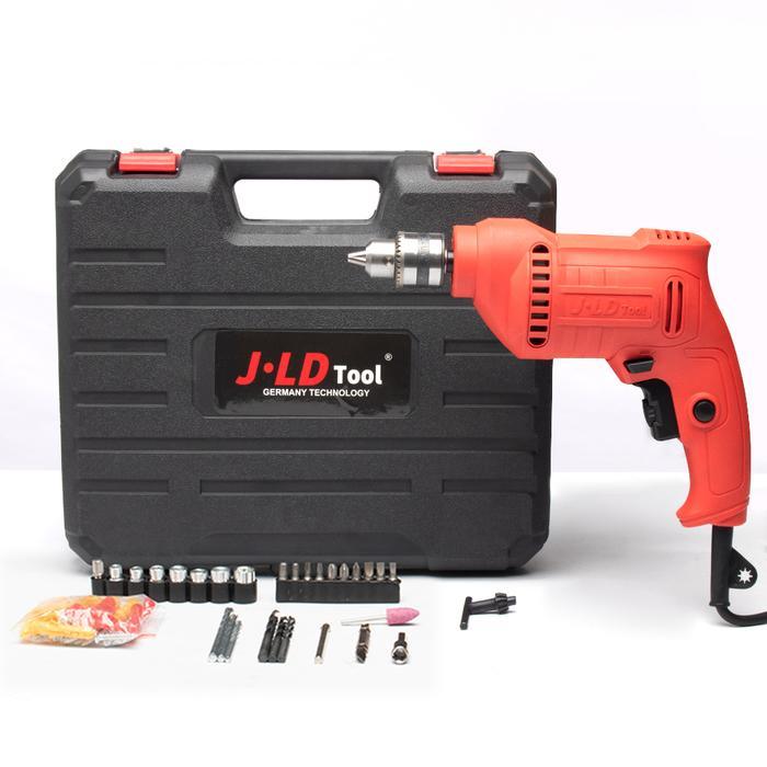 JLD Bor tangan listrik 10mm bor listrik 1 set lengkap bor modern 430W mesin bor listrik murah promo