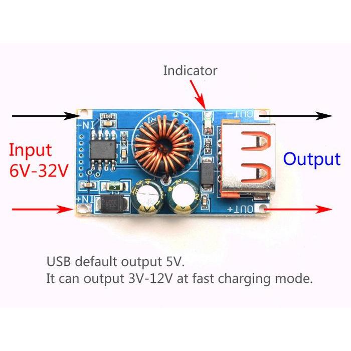 MODUL STEP DOWN 12V 24V KE 5V USB DC QC3.0 QUICK CHARGE
