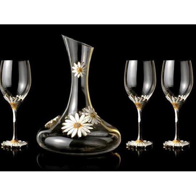 SET GELAS & TEKO KRISTAL WADAH MINUMAN ANGGUR MERAH SOUVENIR HADIAH KADO WEDDING MATERIAL CRYSTAL