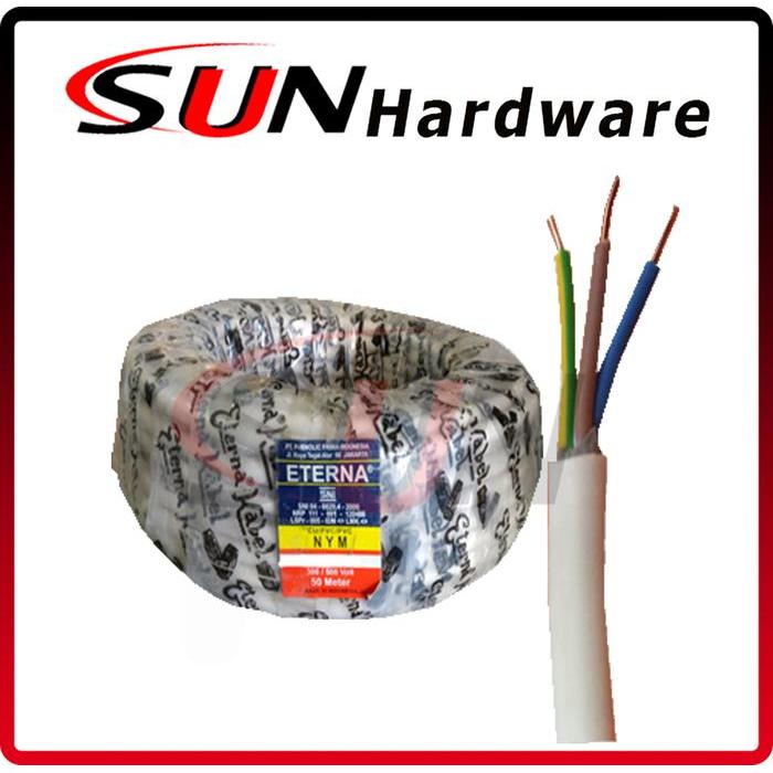 Kabel Listrik Eterna NYM 3 x 2,5 mm Isi kabel 3 SNI Meteran Cable Instalasi Original Asli