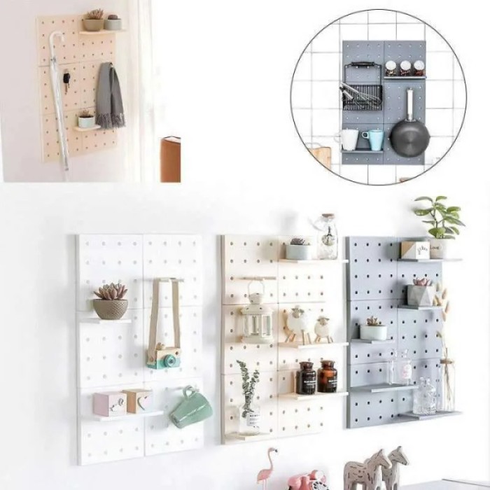 Rak Dinding Tempel Pegboard - Rak Dinding Organizer Tanpa Paku