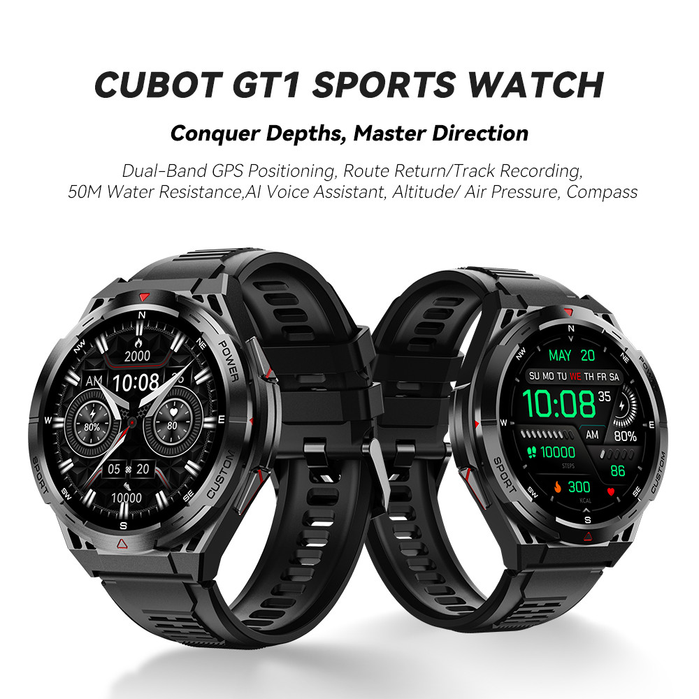Cubot Gt 1 Smartwatch 1.43 Inch Amoled, 5Atm Waterproof Sport Watch For Men, Bluetooth Call, Heart