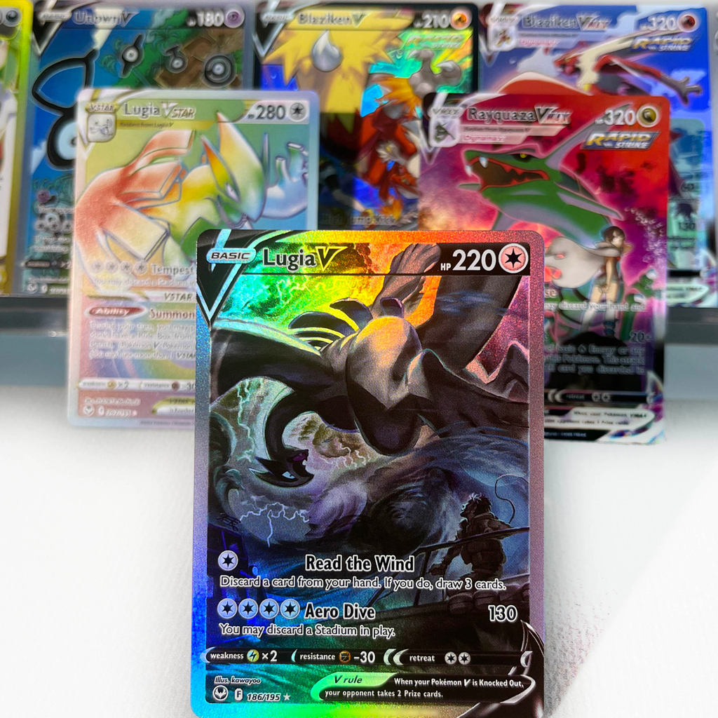 Silver Tempest PKM Cards PTCG6-C GX Rainbow Lugia Rayquaza Lugia VMAX Rare Collection Battle Toys
