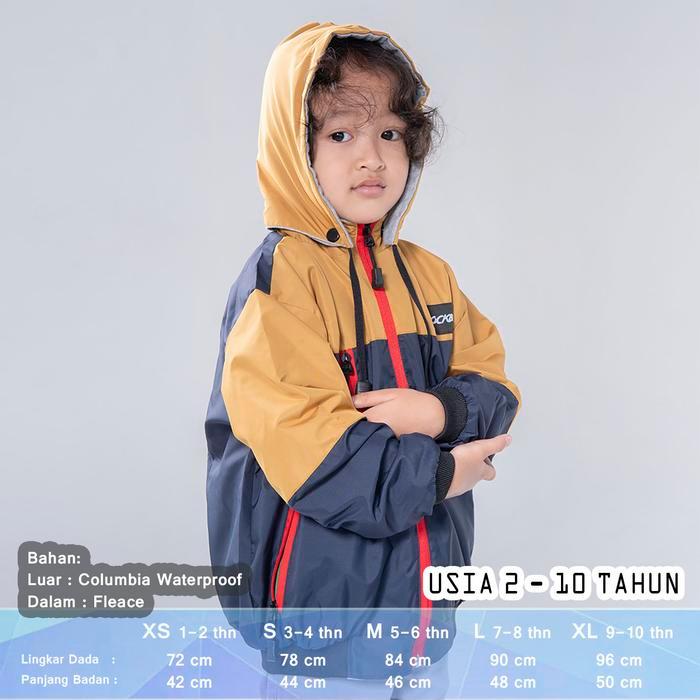 Rock Bee Jaket Anak Parasut Tebal Warna Keren Bahan Columbia Waterproof Hangat Tahan Angin Umur 2 -
