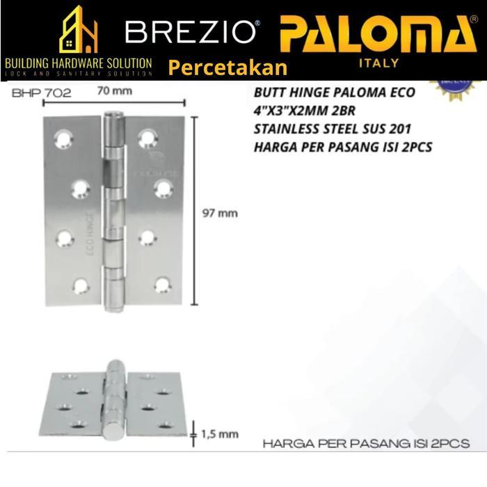 Engsel Pintu Stainless Paloma Bhp 702 4"X3"X2Mm 4Bb Original