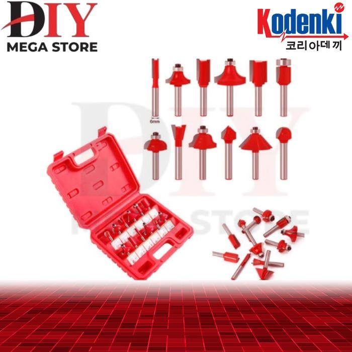 kks Router bit set 12 pcs mata profil kayu set 12 picis router bit set 1/4" mata ukir kayu set mata