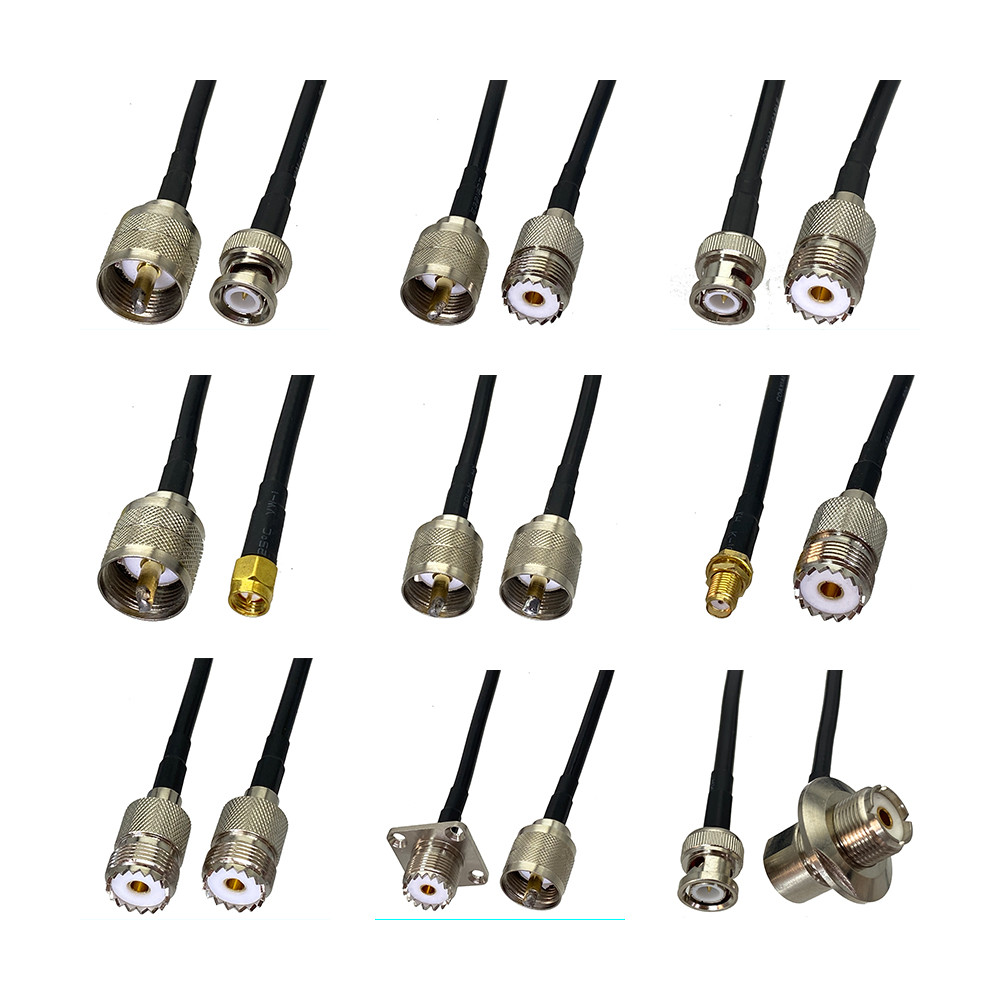 RG58 UHF PL259 SO239 to SMA UHF BNC Male Plug & Female Jack Crimp RF