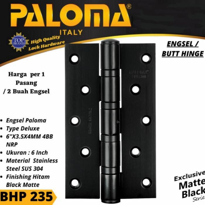ENGSEL PINTU HITAM PALOMA BHP 235 6"X 3.5X4MM 4BB NRP BLACK HINGE 6 INCH 6inc