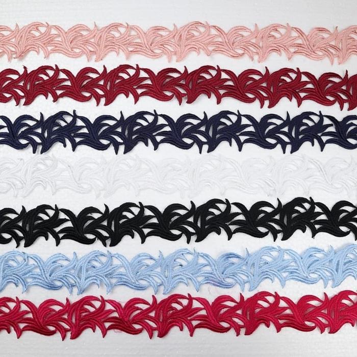 Renda bordir pinggiran baju (motip jerami)