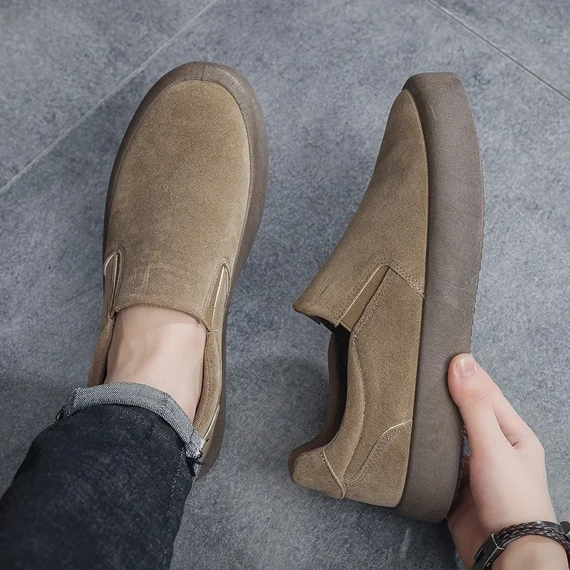Suede Platform Men's Casual Shoes Loafers Italian Men Suede Loafers Moccasins Slip on Men's Flats