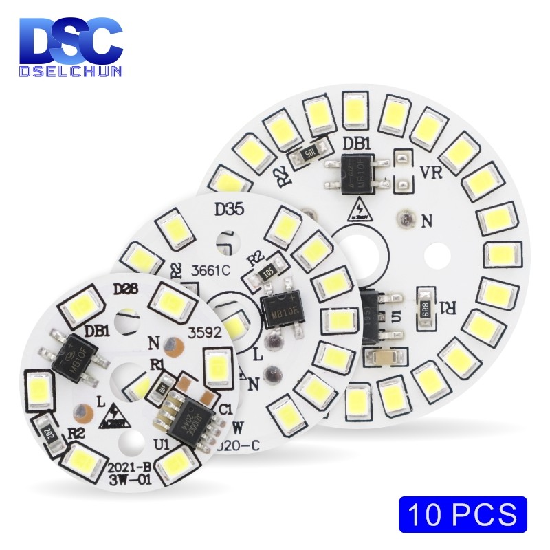 10pcs/lot LED Chip for Light Bulb 3W 5W 7W 9W 12W 90 Lumen/W 2835SMD Round Light Beads AC 220V-240V