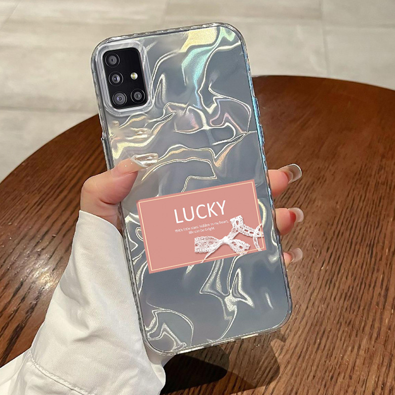 Casing Hp Untuk Samsung Galaxy A51 M40s Case Lucky Card Pita renda Lovely Gradiant Laser  Kesing Kas