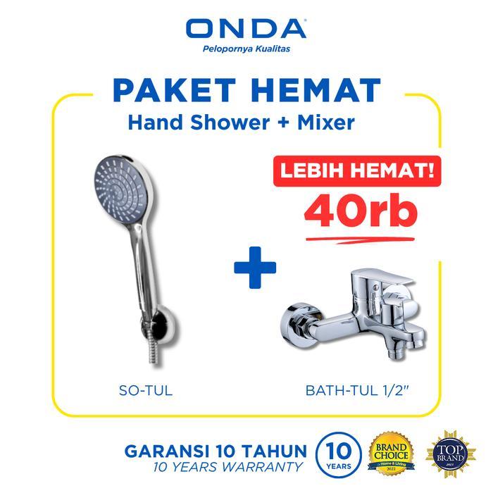 ONDA PAKET HEMAT Hand Shower Set dan Kran Shower Mixer - Hand Shower SO-TUL + Kran Mixer Panas