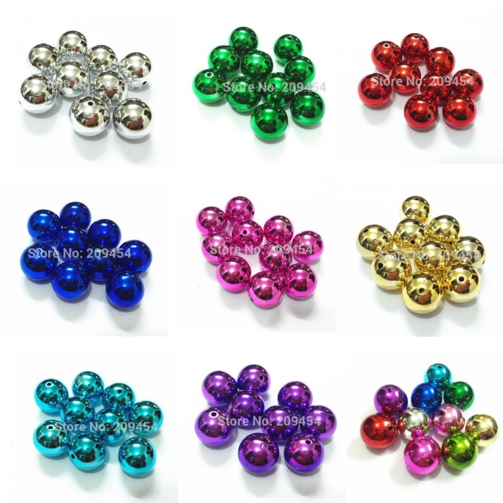 Wholesale 12mm/16mm/ 20mm Chunky Acrylic Round UV Plated Beads For Fashion Necklace/Bracelet Jewelry